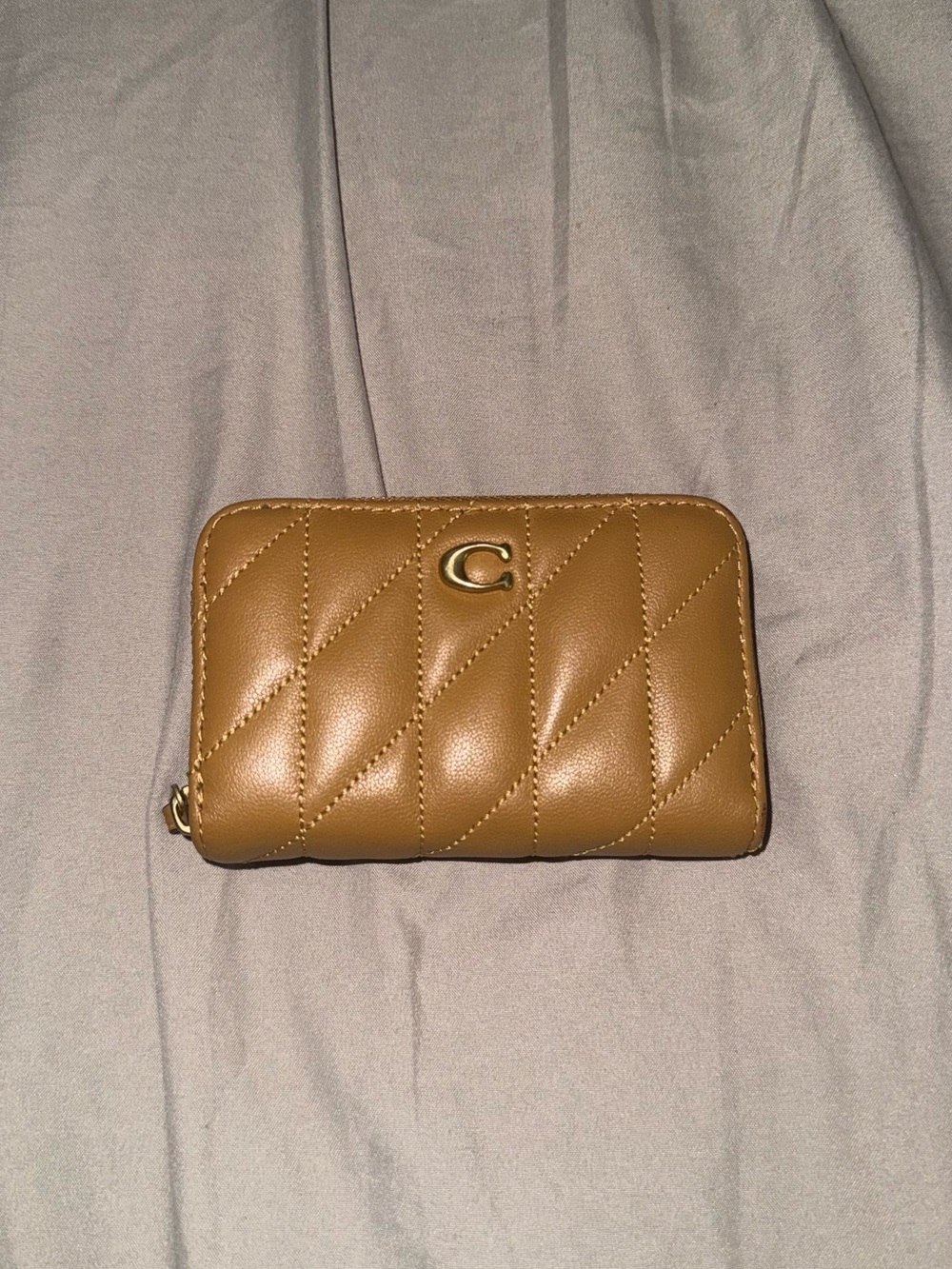 Coach Quilted Zip Wallet in Honey Brown